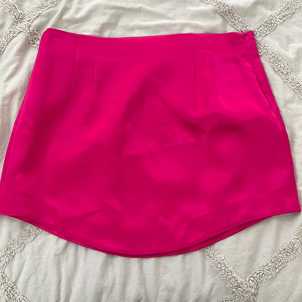 Zara hot pink satin skirt